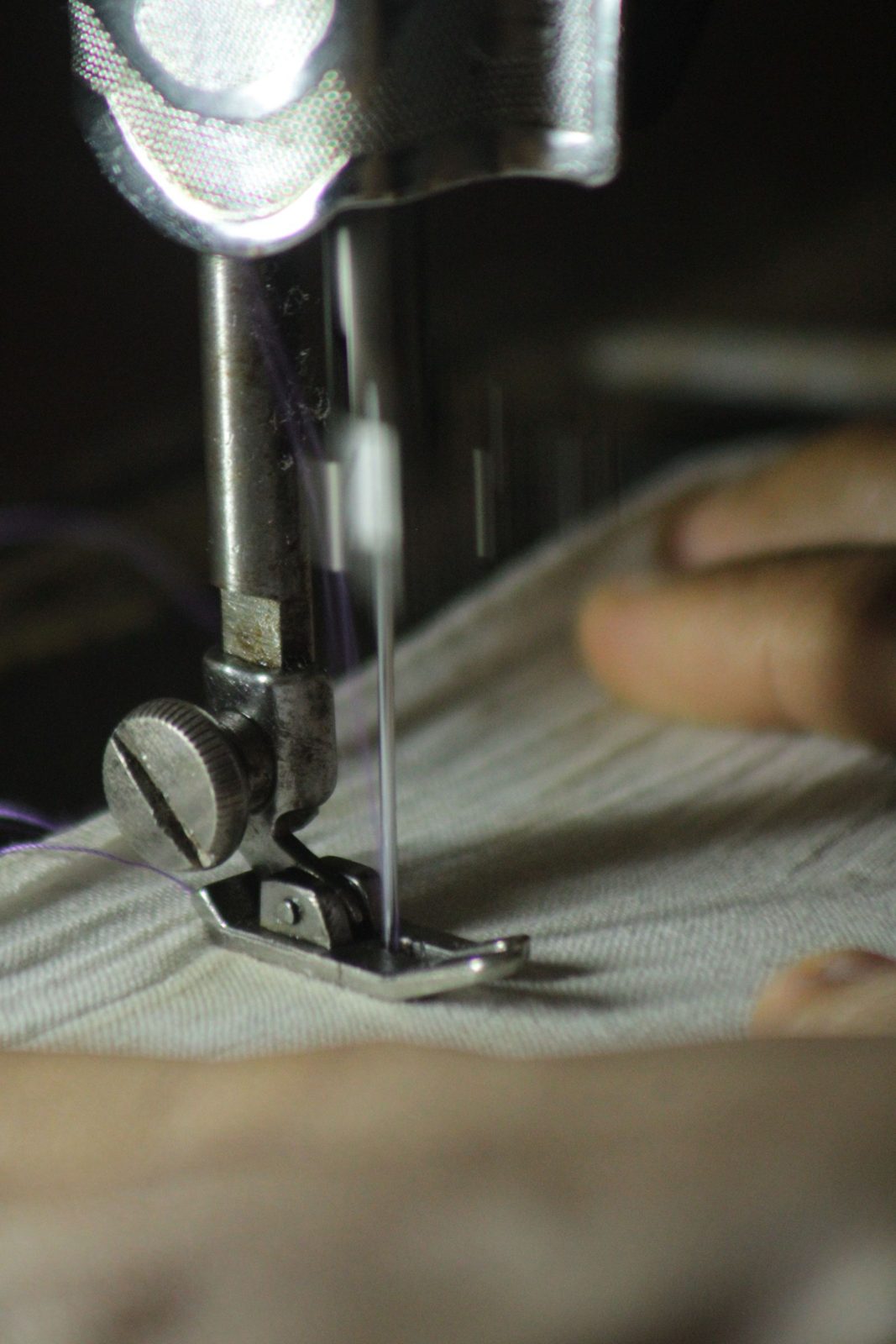 Close-up sewing-machine detail